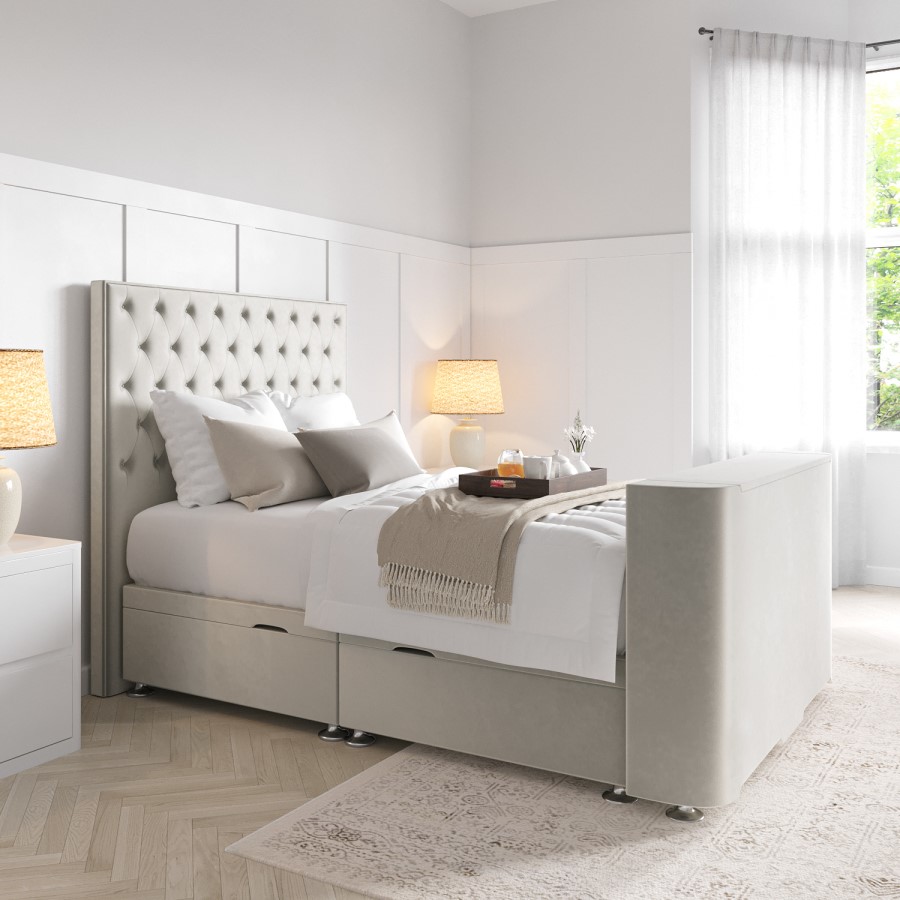 AVERY-180OTTO-OPULENCEOYSTER_2_Supersize Avery TV Ottoman Bed with Chesterfield Headboard - Image 2