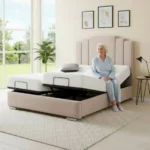 Adjustable Electric Bed Frame With Headboard – Art Deco Mobility Bed - Image 8