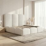 Bubble Boucle Teddy Bed – Slatted Bedframe With Optional Gas lift Storage King and Double - Image 3