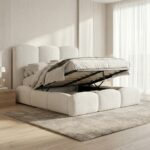 Bubble Boucle Teddy Bed – Slatted Bedframe With Optional Gas lift Storage King and Double - Image 2