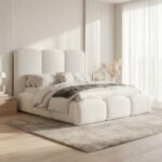 Bubble Boucle Teddy Bed – Slatted Bedframe With Optional Gas lift Storage King and Double