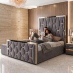 Gold Striped Luxury Royal High Headboard Bed with Gas lift Storage – Luxury Comfort & Smart Space Saving - Image 7