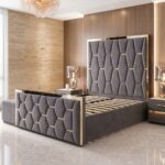 Gold Striped Luxury Royal High Headboard Bed with Gas lift Storage – Luxury Comfort & Smart Space Saving - Image 5