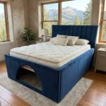 Modern Upholstered Bed Frame with Built-In Dog Bed Pet Friendly Storage Bed UK - Image 4