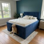Modern Upholstered Bed Frame with Built-In Dog Bed Pet Friendly Storage Bed UK
