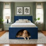 Modern Upholstered Bed Frame with Built-In Dog Bed Pet Friendly Storage Bed UK - Image 2